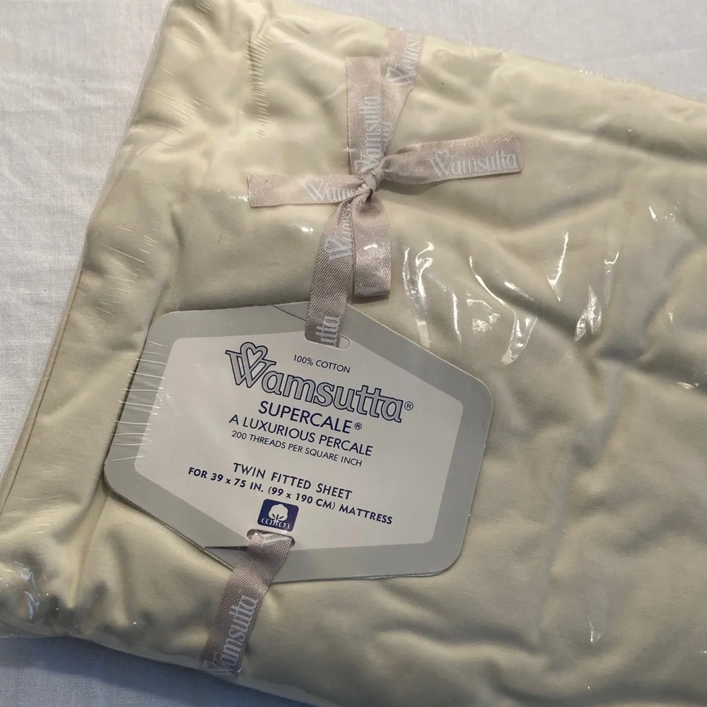 Wamsutta Supercale Cream twin Fitted Sheet in package
